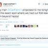 Angie Everhart annonce ses fiançailles avec Carl Ferro sur Twitter le 23 avril 2014.