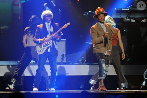 Nile Rodgers et Pharrell Williams lors des Brit Awards 2014 à Londres, le 19 février 2014.
