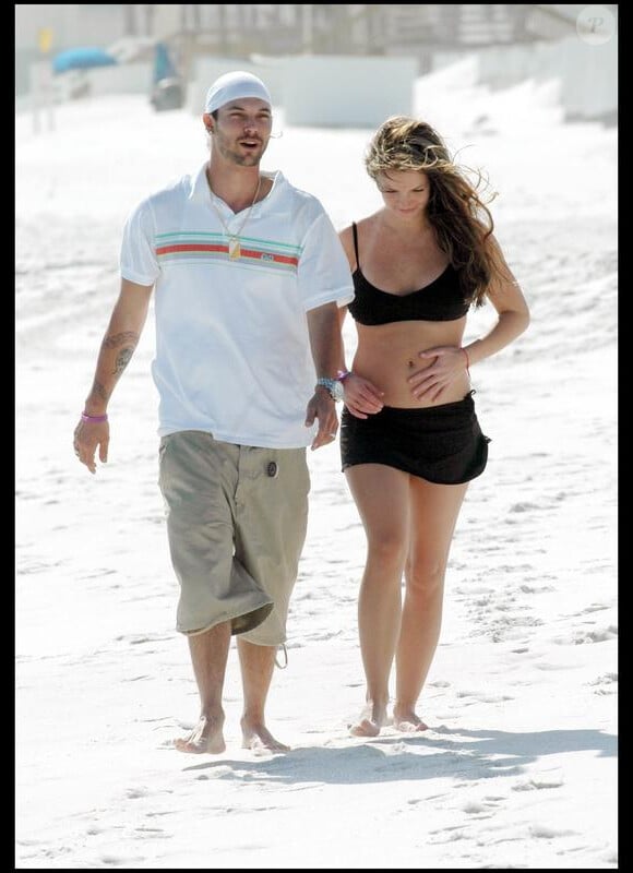 Britney Spears et son ex-mari Kevin Federline sur la plage en Floride, le 13 avril 2005.