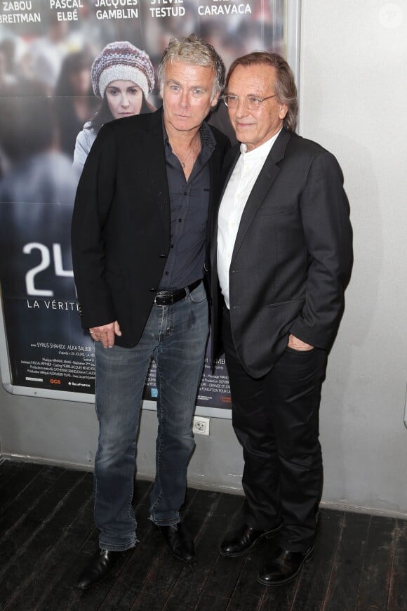 Franck Dubosc et Alexandre Arcady lors de l'avant-première du film 24 jours au Publicis à Paris, le 29 avril 2014.