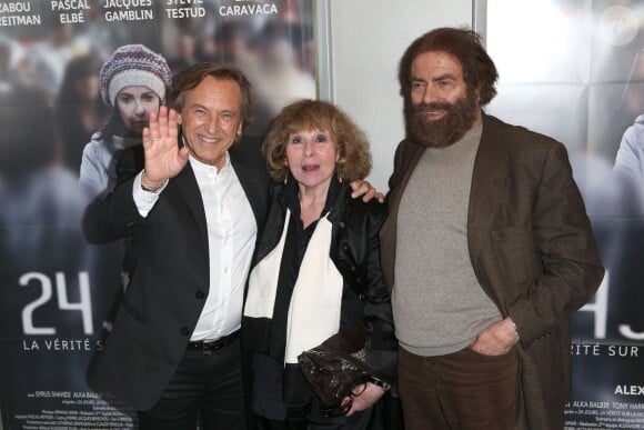 Alexandre Arcady, Marek Halter et sa femme Clara lors de l'avant-première du film 24 jours au Publicis à Paris, le 29 avril 2014.