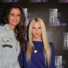 Malika Ménard et Kelly Vedovelli lors de la soirée de lancement du salon de coiffure "Hair Glam" spécialisé dans la pose d'extensions de cheveux à Paris, le 30 avril 2014