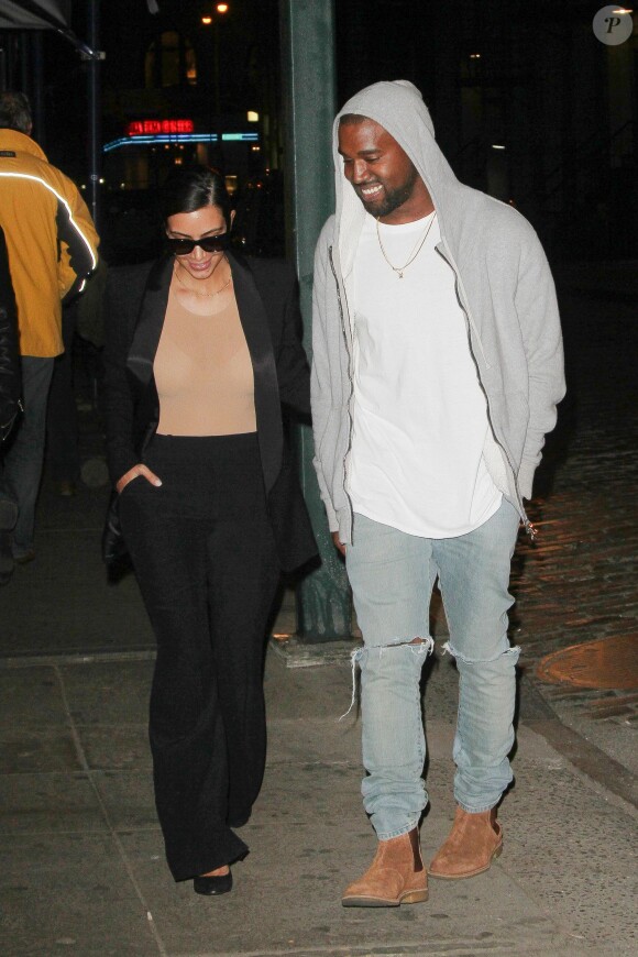 Kim Kardashian et Kanye West dans les rues du quartier de Soho à New York, le 4 mai 2014.