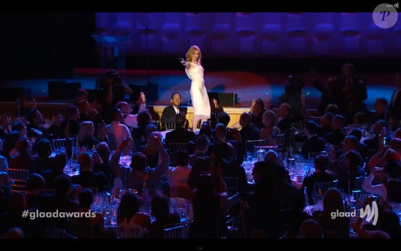 Kylie Minogue sur la scène des 25e GLAAD Media Awards au Waldorf Astoria à New York, le 3 mai 2014.