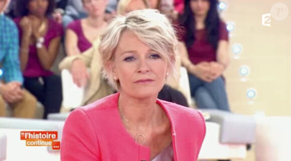 Patrick Dupond face à Sophie Davant sur le plateau de "Toute une histoire" sur France 2, le 5 mai 2014.