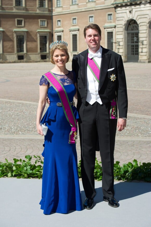Le prince Hubertus de Saxe-Cobourg et Gotha et la princesse Kelly lors du mariage de la princesse Madeleine de Suède et Christopher O'Neill, le 8 juin 2013 à Stockholm.