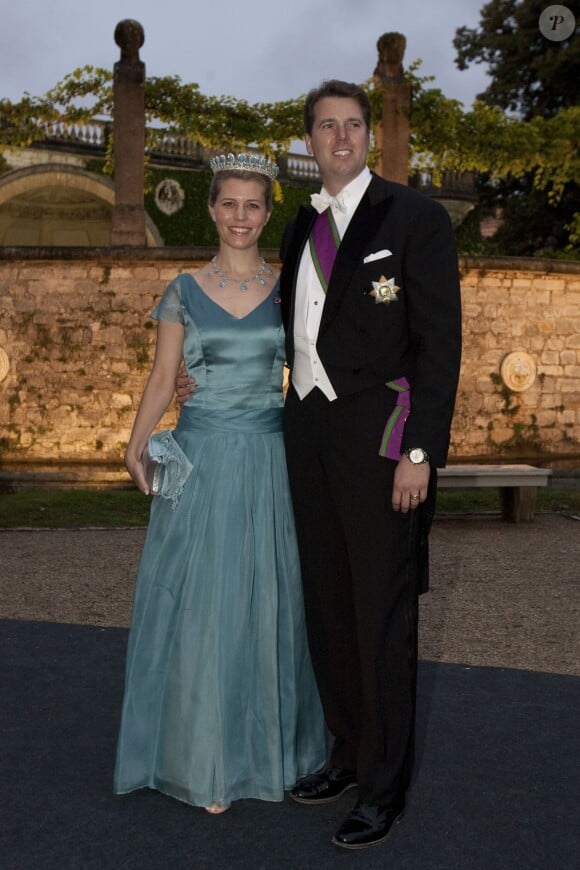Le prince Hubertus de Saxe-Cobourg et Gotha et la princesse Kelly lors du mariage de Georg Friederich de Prusse et Sophie d'Isembourg le 27 août 2011 à Potsdam.