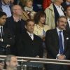 Nicolas Sarkozy aux côtés de Nasser al-Khelaïfi et Frédéric Thiriez lors du match du PSG perdu face à Rennes (2-1), le 7 mai 2014 au Parc des Princes à Paris