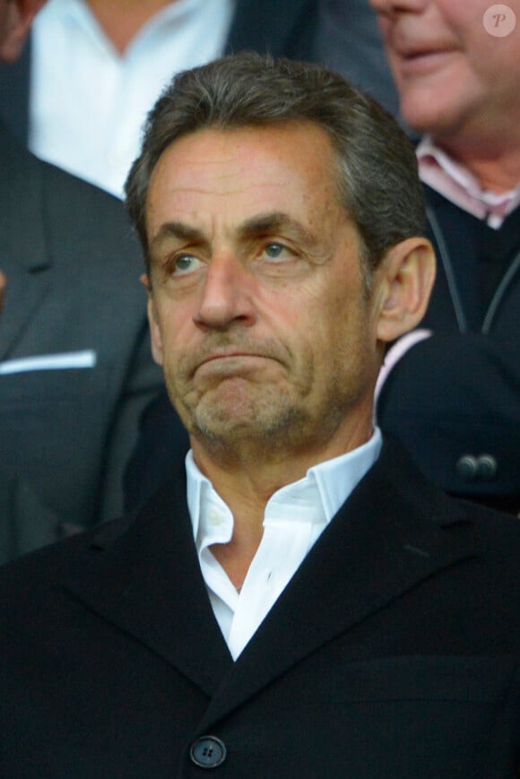 Nicolas Sarkozy lors du match du PSG perdu face à Rennes (2-1), le 7 mai 2014 au Parc des Princes à Paris