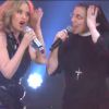 Kylie Minogue et Soeur Cristina Scuccia reprennent Can't get you out of my head, dans The Voice (Italie), le mercredi 7 mai 2014.