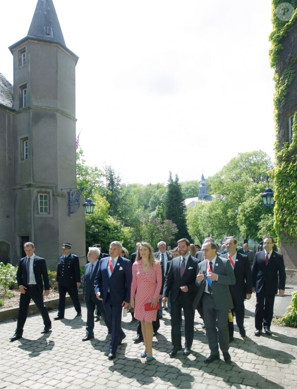 Le grand-duc héritier Guillaume de Luxembourg et la grande-duchesse héritière Stéphanie ont notamment visité le château lors de leur déplacement à Differdange le 9 mai 2014