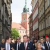 Le grand-duc Henri de Luxembourg et la grande-duchesse Maria Teresa à Varsovie le 8 mai 2014 dans le cadre de leur visite d'Etat de trois jours en Pologne.