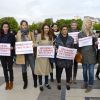 Aure Atika, Maud Fontenoy, Elsa Zylberstein, Géraldine Nakache, Alexandra Lamy, Sandrine Kiberlain et Lisa Azuelos - Marche de femmes pour appeler à la libération de jeunes filles enlevées par le groupe Boko Haram au Nigeria. Place du Trocadéro à Paris le 13 mai 2014.