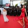 La belle Inès de la Fressange lors de la montée des marches pour le film Dragons 2, le 16 mai 2014, au 67e Festival de Cannes.