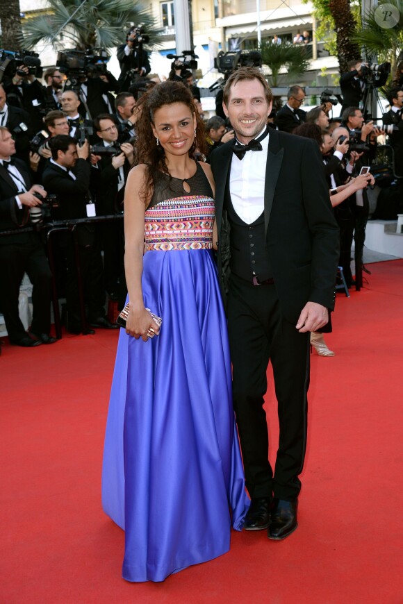 Laurence Roustandjee et son compagnon au Festival de Cannes le 16 mai 2014 lors de la montée des marches pour Dragons 2.