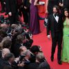 Frederic Beigbeder et sa femme Lara Micheli lors de la montée des marches du film Saint Laurent et l'hommage au cinéma d'animation, durant le Festival de Cannes le 17 mai 2014
