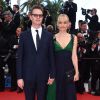 Nicolas Winding Refn et sa femme Liv Corfixen lors de la montée des marches du film Saint Laurent et l'hommage au cinéma d'animation, durant le Festival de Cannes le 17 mai 2014