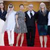 Membres du jury : Carole Bouquet, Leila Hatami, Do-yeon Jeon, Thierry Frémaux (Délégué général du Festival), Jane Campion et Sofia Coppola - Montée des marches du film "Les Merveilles" (Le Meraviglie) lors du 67e Festival du film de Cannes le 18 mai 2014