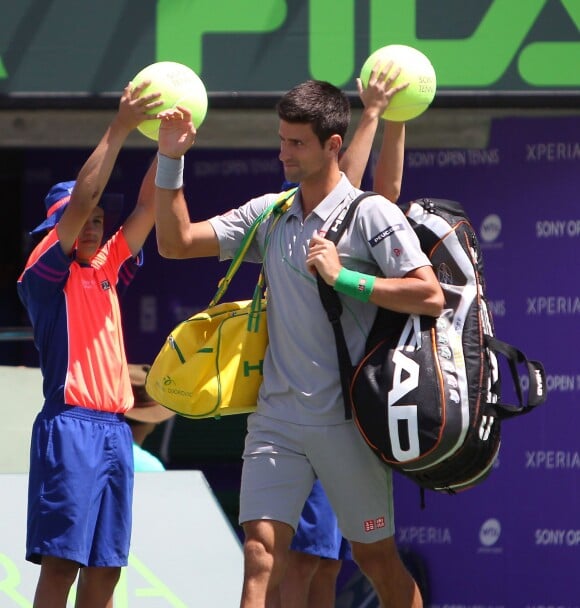 Novak Djokovic avant sa finale du tournoi de Key Biscayne, le 30 mars 2014
