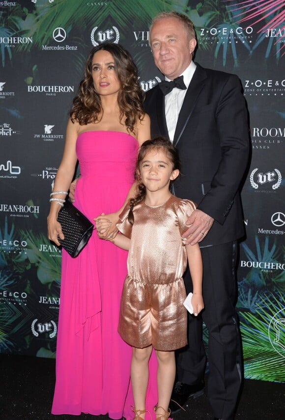 Salma Hayek avec son mari François-Henri Pinault et leur fille Valentina - Soirée 'Libanaise' en l'honneur de la présentation du film "Le Prophète" produit par Salma Hayek à Cannes, le 17 mai 2014