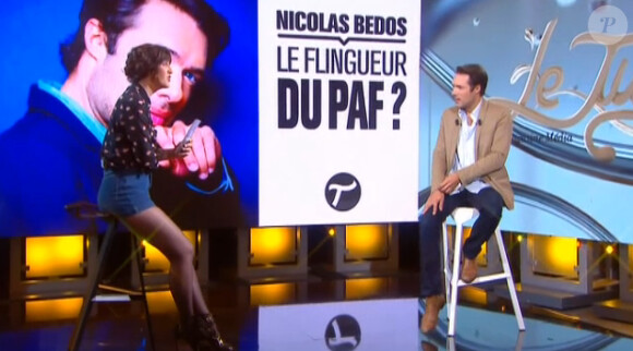 Daphné Bürki et Nicolas Bedos dans Le Tube, sur Canal+, le samedi 24 mai 2014.