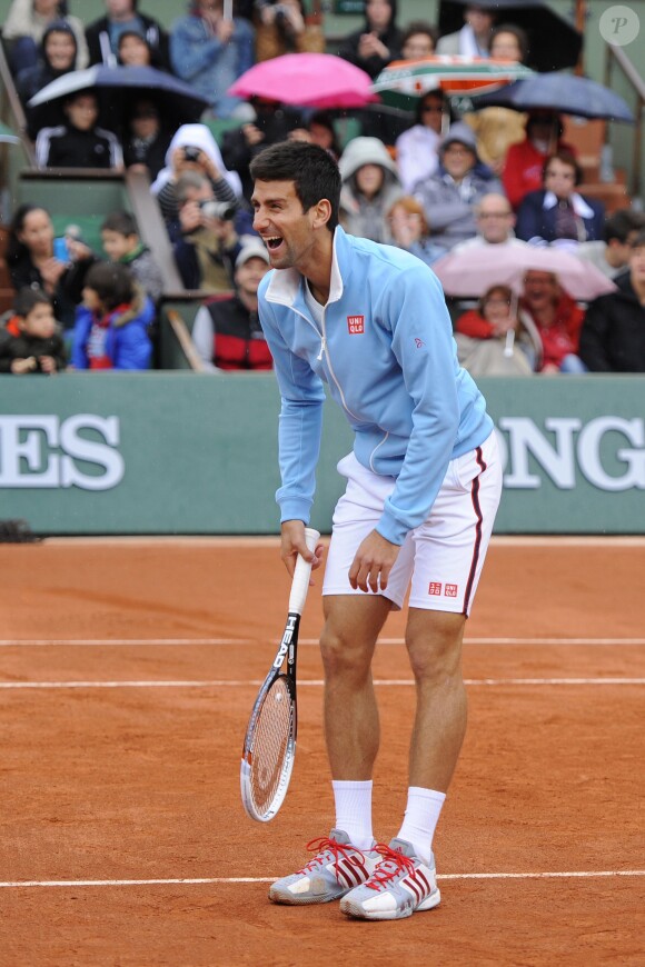 Novak Djokovic lors de la journées des Enfants de Roland-Garros, à Roland-Garros, le 24 mai 2014 à Paris