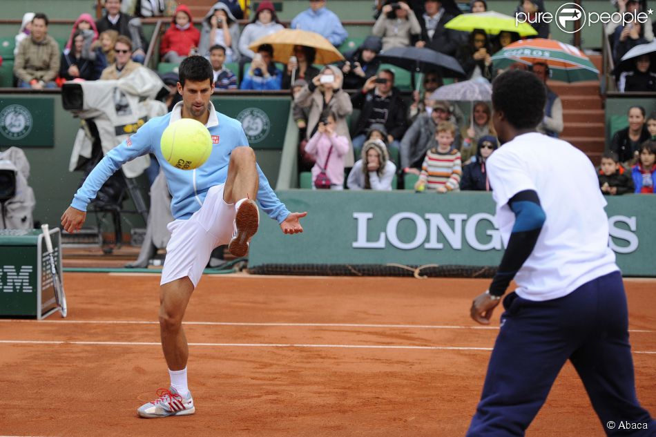 Novak Djokovic et Ga&amp;euml;l Monfils lors de la journ&amp;eacute;es des Enfants de Roland-Garros, &amp;agrave; Roland-Garros, le 24 mai 2014 &amp;agrave; Paris 