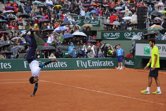 Gaël Monfils lors de la journées des Enfants de Roland-Garros, à Roland-Garros, le 24 mai 2014 à Paris