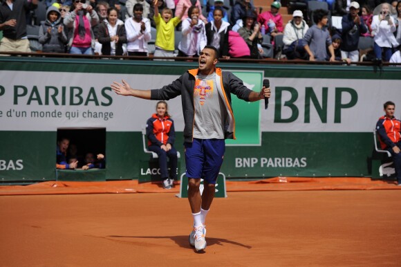 Jo-Wilfried Tsonga lors de la journées des Enfants de Roland-Garros, à Roland-Garros, le 24 mai 2014 à Paris