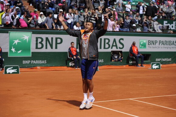 Jo-Wilfried Tsonga lors de la journées des Enfants de Roland-Garros, à Roland-Garros, le 24 mai 2014 à Paris