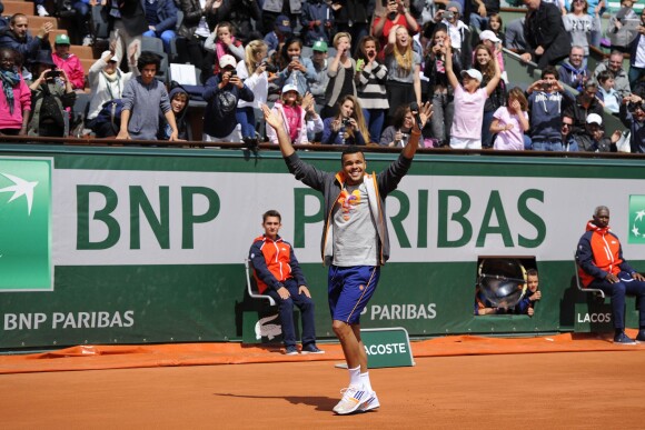 Jo-Wilfried Tsonga lors de la journées des Enfants de Roland-Garros, à Roland-Garros, le 24 mai 2014 à Paris