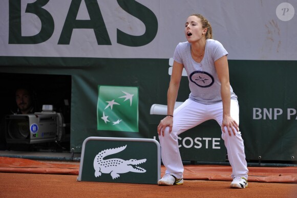 Alizé Cornet lors de la journées des Enfants de Roland-Garros, à Roland-Garros, le 24 mai 2014 à Paris
