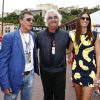Antonio Banderas, Flavio Briatore et Elisabetta Gregoraci lors du Grand Prix de Monaco le 25 mai 2014