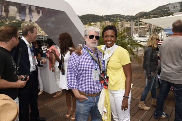 George Lucas et sa femme Mellody Hobson lors du Grand Prix de Monaco le 25 mai 2014