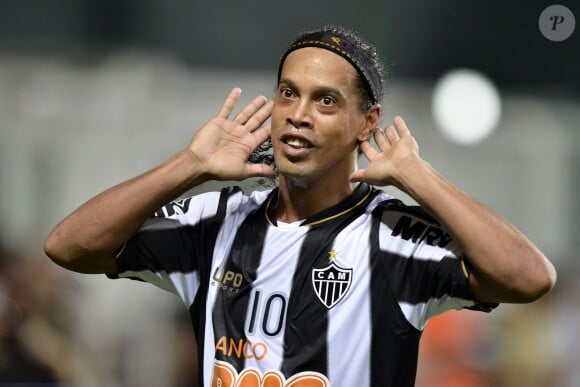 Ronaldinho, sous le maillot de l'Atletico Mineiro, lors d'un match de Copa Libertadores au Stade de l'Indépendance à Belo Horizonte, le 3 avril 2013