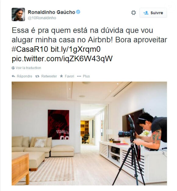 Ronaldinho a mis en vente sa sublime demeure de Rio durant le mondial, moyennant 11 300 euros par nuit