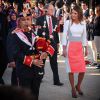 La reine Rania de Jordanie à Amman le 26 mai 2014 lors de la cérémonie de fin d'année de la promotion 2014 à l'Académie royale