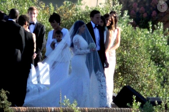 Exclusif - Kris Jenner et North (fille de Kim Kardahian et de Kanye West), Kim Kardashian et Bruce Jenner au Fort Belvedere à Florence en Italie le 24 mai 2014.