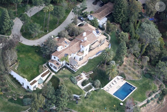 Vue aérienne de la maison de Steven Spielberg à Pacific Palisades, le 8 février 2014.