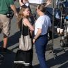 Johnny Depp et sa fiancée Amber Heard sur le tournage du film "Black Mass" à Boston, le 2 juin 2014.