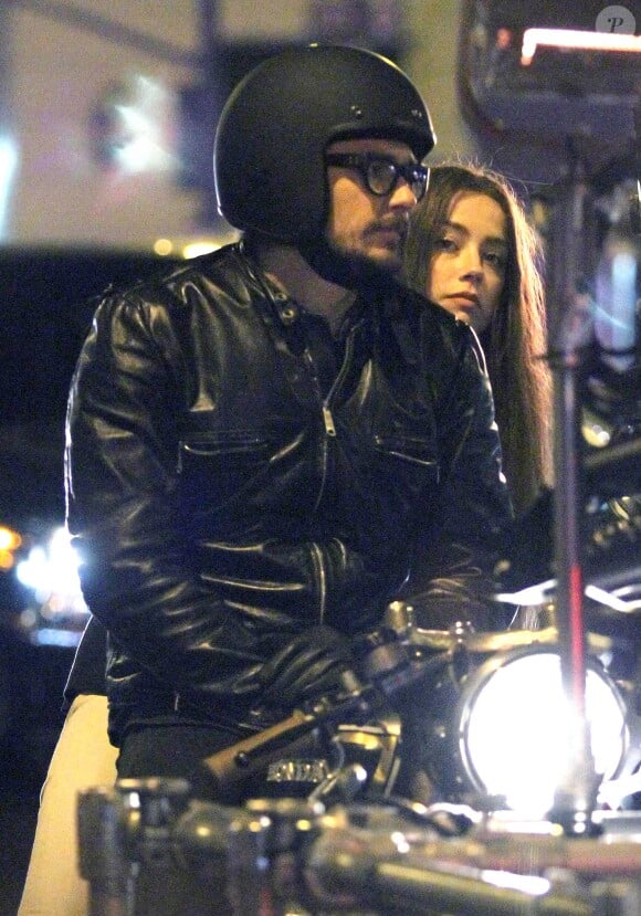 Amber Heard et James Franco sur le tournage de The Adderall Diaries à New York, le 1er juin 2014.