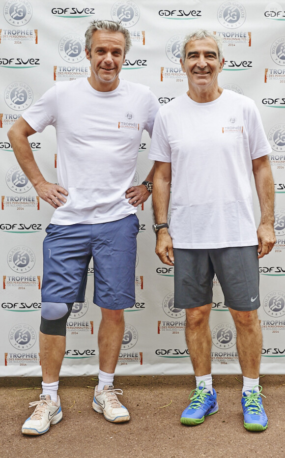 David Brécourt et Raymond Domenech lors du trophée des Personnalités le 3 juin 2014 en marge de Roland-Garros à Paris. 