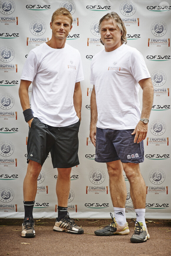 Arnaud Lemaire et Denis Charvet lors du trophée des Personnalités le 3 juin 2014 en marge de Roland-Garros à Paris. 