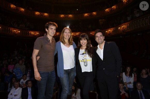 Joan Faggianelli, Maud Fontenoy enceinte, Nolwenn Leroy et Alex Goude - Cérémonie de remise de prix des "Défis Scolaires" de la Fondation Maud Fontenoy à l'occasion de la Journée mondiale de l'environnement au Théâtre de l'Odéon à Paris le 5 juin 2014.