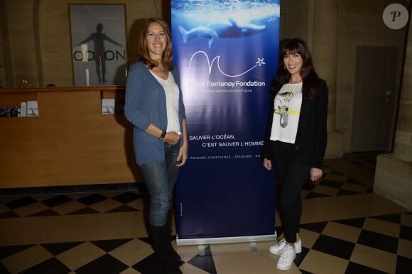 Maud Fontenoy enceinte et Nolwenn Leroy - Cérémonie de remise de prix des "Défis Scolaires" de la Fondation Maud Fontenoy à l'occasion de la Journée mondiale de l'environnement au Théâtre de l'Odéon à Paris le 5 juin 2014.