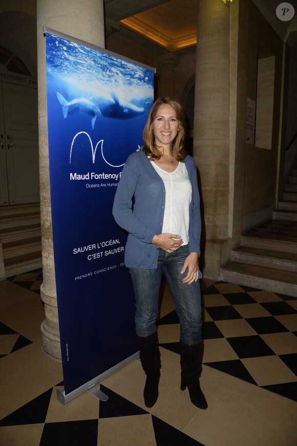 Maud Fontenoy enceinte - Cérémonie de remise de prix des "Défis Scolaires" de la Fondation Maud Fontenoy à l'occasion de la Journée mondiale de l'environnement au Théâtre de l'Odéon à Paris le 5 juin 2014.