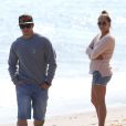  Exclusif - Jennifer Lopez avec son compagnon Casper Smart et ses enfants Emme et Max sur une plage de Malibu, le 6 juillet 2013.  