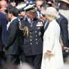 Le prince Charles et Camilla Parker Bowles ont assisté en compagnie du Premier ministre français Manuel Valls à une cérémonie au cimetière de Bayeux dans la matinée du vendredi 6 juin 2014 pour le 70e anniversaire du Débarquement en Normandie.