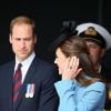 Le prince William et Kate Middleton, duchesse de Cambridge, lors de la cérémonie sur la plage "Gold Beach" à Arromanches pour les commémorations du 70e anniversaire du débarquement sur les plages de Normandie lors de la Seconde Guerre Mondiale, le 6 juin 2014.