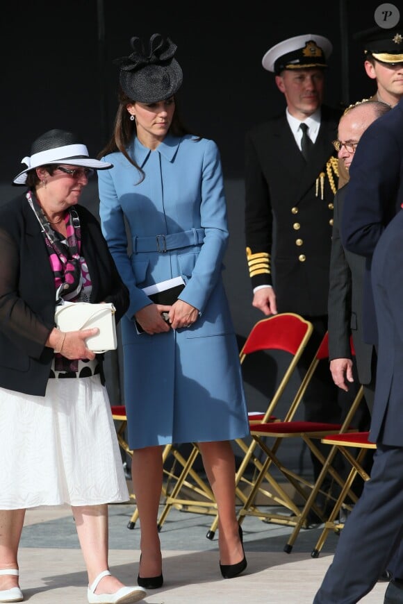 Kate Catherine Middleton, duchesse de Cambridge, lors de la cérémonie sur la plage "Gold Beach" à Arromanches pour les commémorations du 70e anniversaire du débarquement sur les plages de Normandie lors de la Seconde Guerre Mondiale, le 6 juin 2014.